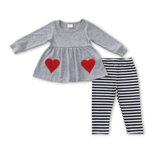 Load image into Gallery viewer, Heart pocket tunic stripe girls valentine's outfits