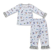 Load image into Gallery viewer, Ruffle long sleeves duck dog deer girls hunting pajamas
