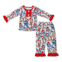 Load image into Gallery viewer, Christmas hat dog ruffle kids girls pajamas