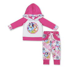 Load image into Gallery viewer, Hot pink dogs heart kids girls valentine's outfits
