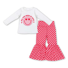 Load image into Gallery viewer, All you need is love smile heart plaid girls valentine's outfits