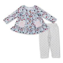 Load image into Gallery viewer, Christmas tree pocket tunic leggings girls clothing set