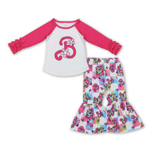 Load image into Gallery viewer, Hot pink floral B top dogs pants party girls outfits