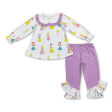 Load image into Gallery viewer, Princess tunic lavender leggings girls clothing set