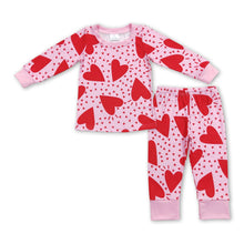Load image into Gallery viewer, Pink heart long sleeves baby girls valentine's day pajamas