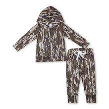 Load image into Gallery viewer, Olive camo hoodie pants hunting toddler kids outfits