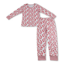 Load image into Gallery viewer, Pink heart long sleeves adult women valentines pajamas