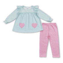 Load image into Gallery viewer, Stripe pink heart tunic leggings girls valentines clothes