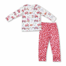 Load image into Gallery viewer, Heart tractor top leopard pants girls farm valentines set