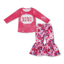Load image into Gallery viewer, Bleached top heart bell bottom pants girls valentines outfits