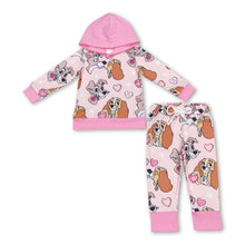Load image into Gallery viewer, Pink heart dog hoodie set girls valentine's clothing