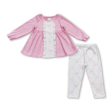 Load image into Gallery viewer, Pink bow tunic leggings girls clothing set