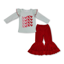 Load image into Gallery viewer, Heart top red bell bottom pants girls valentine's clothes