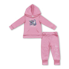Load image into Gallery viewer, Pink pocket hoodie pants singer girls clothing set