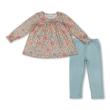 Load image into Gallery viewer, Floral tunic light blue leggings girls fall clothing