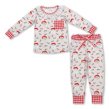 Load image into Gallery viewer, Long sleeves pink santa kids girls Christmas pajamas