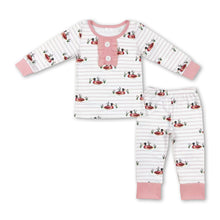 Load image into Gallery viewer, Long sleeves pink stripe duck kids girls pajamas