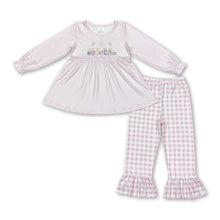 Load image into Gallery viewer, Pink nativity hope tunic plaid pants girls Christmas outfits