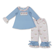 Load image into Gallery viewer, Light blue santa tunic pants girls Christmas outfits