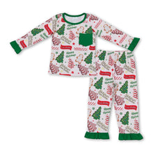 Load image into Gallery viewer, Long sleeves Christmas tree cake kids girls pajamas