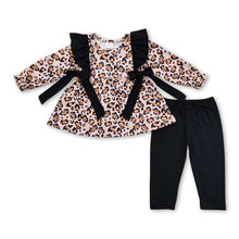 Load image into Gallery viewer, Leopard long sleeves tunic leggings girls clothing set