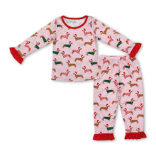 Load image into Gallery viewer, Long sleeves Christmas hat dog kids girls pajamas
