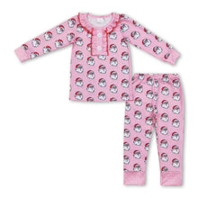 Load image into Gallery viewer, Pink santa pocket kids girls Christmas pajamas