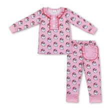 Load image into Gallery viewer, Pink santa pocket kids girls Christmas pajamas
