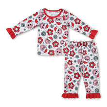 Load image into Gallery viewer, Long sleeves smile floral girls Christmas pajamas