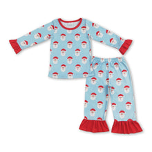 Load image into Gallery viewer, Light blue santa pockets baby girls Christmas pajamas