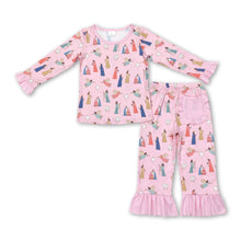Load image into Gallery viewer, Long sleeves pink nativity baby girls Christmas pajamas