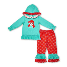 Load image into Gallery viewer, Green princess hoodie polka dots pants girls clothes