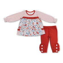 Load image into Gallery viewer, Polka dots floral tunic leggings girls fall clothes