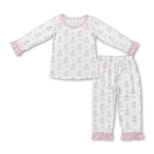 Load image into Gallery viewer, Long sleeves pink dog kids girls pajamas