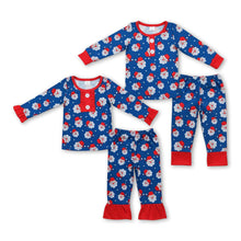 Load image into Gallery viewer, Long sleeves santa kids girls Christmas pajamas