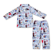 Load image into Gallery viewer, Long sleeves light blue guitar singer girls pajamas