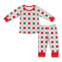 Load image into Gallery viewer, Long sleeves red green plaid baby kids Christmas pajamas