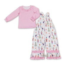 Load image into Gallery viewer, Pink top king ballet Christmas tree overalls girls clothes