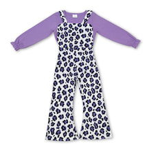 Load image into Gallery viewer, Purple leopard overall match shirt kids girls clothing