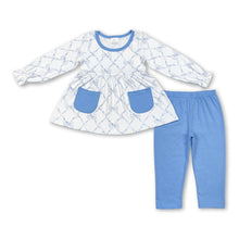 Load image into Gallery viewer, Light blue bow tunic leggings kids girls clothing set