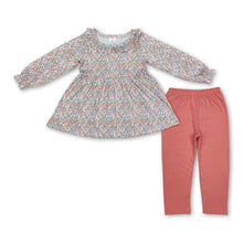 Load image into Gallery viewer, Long sleeves floral tunic leggings girls clothing set