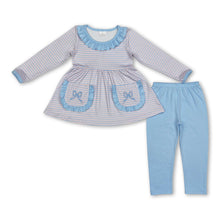 Load image into Gallery viewer, Stripe tunic bow pockets leggings kids girls clothing