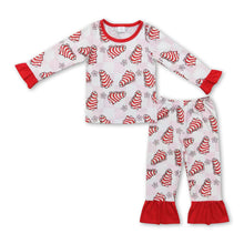 Load image into Gallery viewer, Pink plaid Christmas tree cake kids girls pajamas