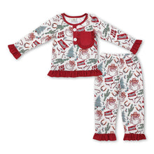 Load image into Gallery viewer, Long sleeves santa cactus  western girls Christmas pajamas