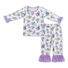Load image into Gallery viewer, Lavender long sleeves monster kids girls pajamas