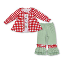 Load image into Gallery viewer, Plaid santa deer candy cane Christmas tree girls clothing
