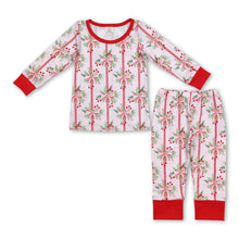 Load image into Gallery viewer, Red long sleeves pink bow kids girls Christmas pajamas