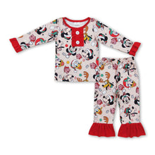 Load image into Gallery viewer, Red long sleeves duck mouse deer girls Christmas pajamas