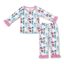 Load image into Gallery viewer, Pink tie dye long sleeves adventure girls pajamas