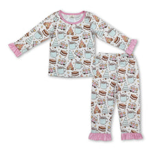 Load image into Gallery viewer, Pink long sleeves cookie trees camping baby girls pajamas